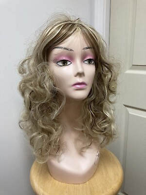 #ad Long Curly New Wig W tag blonde mix w brown streaks gorgeous $39.00