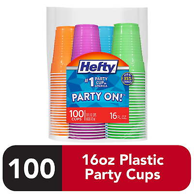 #ad Everyday Disposable Plastic Cups Assorted Colors 16 oz 100 count $11.54