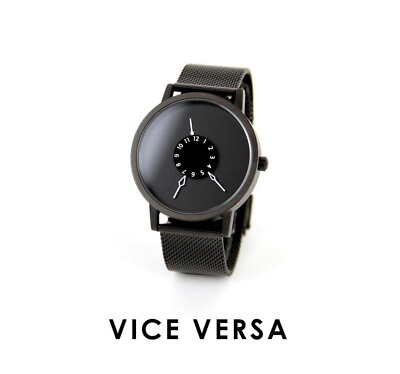 #ad Unique black men#x27;s wristwatch Cosmo Vice Versa Japanese Seiko PC32 movement $389.00