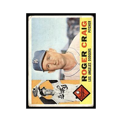 #ad 1960 Topps Baseball Card Damaged Roger Craig Dodgers #62 $3.80