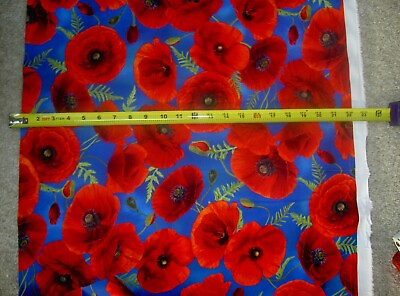 #ad Poppies Poppy Floral Pop of Color CD2521 Red Timeless Durable Cotton Fabric $9.59