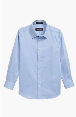 #ad Nordstrom Boys Solid Cotton Button Up Shirt in Blue Azurite Size 7 $39 $11.70