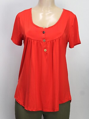 #ad Women#x27;s Top Short Sleeve Red Size M $5.95