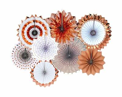 #ad Rose Gold Hanging Paper Fans Decoration Set for Weddings or Birthday Pinwheels $16.99
