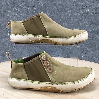 #ad Medium Footwear Shoes Womens 7 Casual Slip On Mid Sneakers Flats Green Fabric $19.99