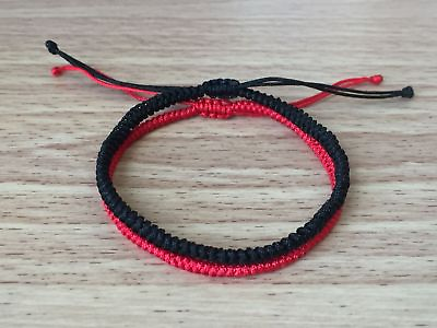 #ad 2PCS His and Hers Couple Set Braided Adjustable Shamballa Bracelet Red amp; Black $11.00