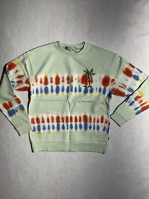 #ad Scotch and Soda Green Mint Tie Dye Crew Neck Palm Tree Sweatshirt Men $29.99