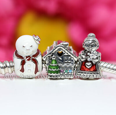 #ad PANDORA Gift Set 3 Xmas Charms Happy Snowman 791406ENMX 798471C01 792005EN07 $85.90