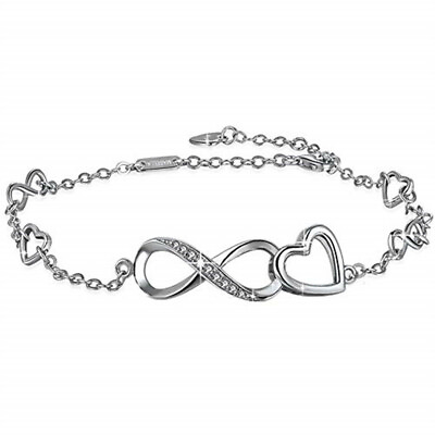 #ad Real Sterling Silver Adjustable Bracelet infinity Heart Anklet Xmas Gifts Sale $27.99
