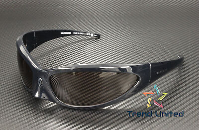 #ad BALENCIAGA BB0251S 001 Geometrical Bio Black Grey 80 mm Unisex Sunglasses $297.97