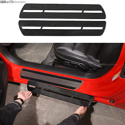 #ad Carbon Fiber Interior Door Sill Trim Sticker Cover Fit For 2005 2013 Corvette C6 $79.99