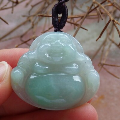 #ad Certified Icy Green 100% Natural A Jade jadeite pendant Buddha God 佛公 533433 $111.10