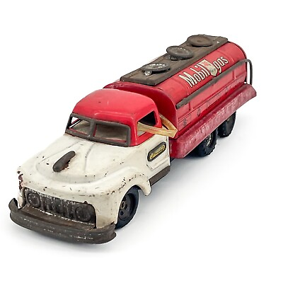#ad Ford Mobilgas Truck Gas Tanker Tin Friction Motor Man Cave Original 9” Long C 8 $56.00