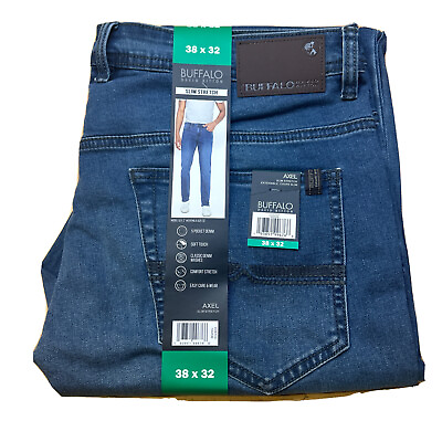 #ad BUFFALO David Bitton Mens AXEL Slim Stretch Jeans 38x32 Med Blue 5 Pocket Pants $24.99