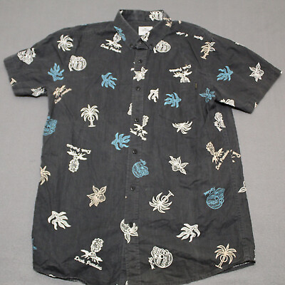 #ad Rip Curl Shirt Short Sleeve Button Up Mens Size Medium Casual Floral Black $17.65
