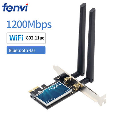 #ad PCIe WiFi Wireless Bluetooth Card 1200Mbps Dual Band Wifi Adapter for PC Windows $12.59