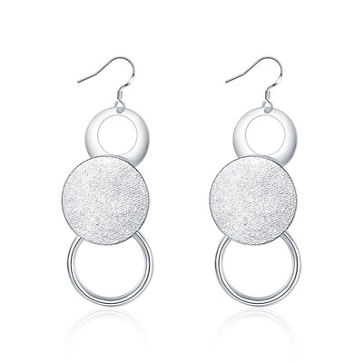 #ad New Fashion Accessories Silver Jewelry Selling Trend Retro Double Earrings Gift $4.58