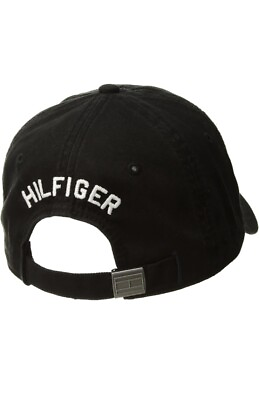 #ad Mens Black Hat New Tommy Hilfiger Trucker Cap Logo Designer Adjustable Cotton $38.00