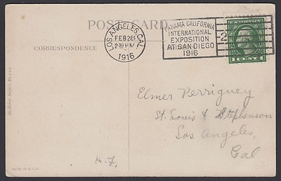 #ad U.S. 1916. Panama Califormia Card Los Angeles 15B $10.62