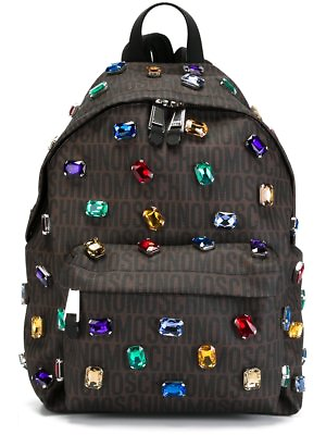 #ad AW15 Moschino Couture Jeremy Scott ALL OVER COLORFUL GEMS EMBELLISHED Backpack $2995.00