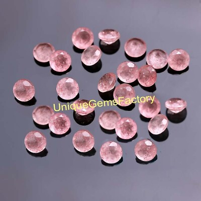 #ad AAA Natural Pink Strawberry Quartz Round Cut Faceted 3MM To 20MM Loose Gemstone $177.60