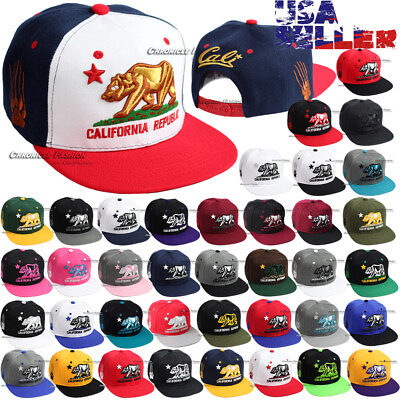 #ad California Republic Baseball Cap Snapback Adjustable Hat Cali Hip Hop Flat Men $12.95