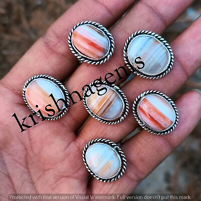 #ad New Sale Botswana Agate Gemstone Wholesale Lot 925 Sterling Silver Plated Rings $81.50