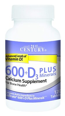 #ad 21st Century Calcium 600 D3 Plus Minerals Supplement Tablets Gluten Free 120 Ct $11.99
