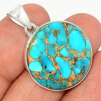 #ad #ad Composite Copper Blue Turquoise 925 Sterling Silver Pendant Jewelry CP11497 $19.99