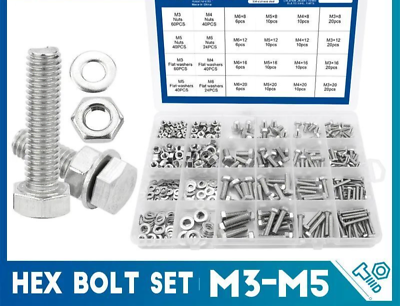#ad 552pcs set Hex Bolt And Nuts Set External Stainless Steel For Bicycles M3 M5 New $59.99