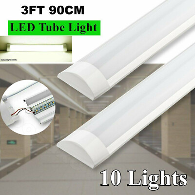 #ad 10X 3FT LED Batten Tube Light Shop Light Workbench Garage Ceiling Lamp 4000k $107.99