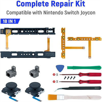 #ad 18 in 1 Repair Kit For NS Switch Joy Con With Screwdrivers Opening Tool Set $16.43