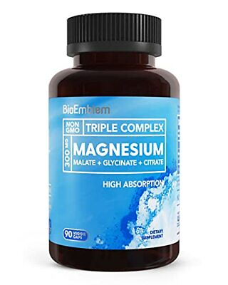 #ad BioEmblem Triple Magnesium Complex 300mg of Magnesium Glycinate 90 capsules USA $20.99