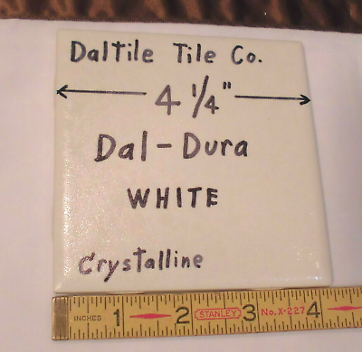 #ad 1 pc. *White* Ceramic Tile by Daltile 4 1 4quot; Dal Dura; Crystalline Matte New $6.55