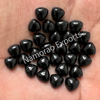#ad Natural Black Onyx Trillion 6 mm to 20 mm Cabochon Loose Gemstone Lot $9.02