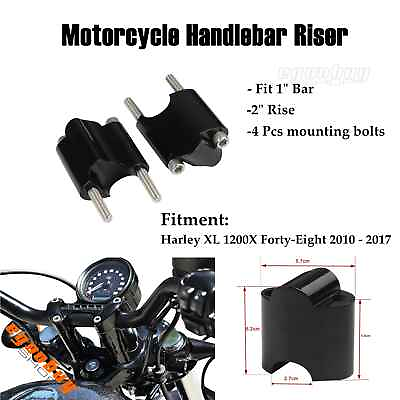 Motorcycle 1quot; Handlebar 2quot; Riser For Harley Sportster 48 XL1200X 2010 2018 $31.90