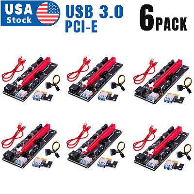 #ad #ad 6PACK PCI E 1x to 16x Powered USB3.0 GPU Riser Extender Adapter Card VER 009s $24.98