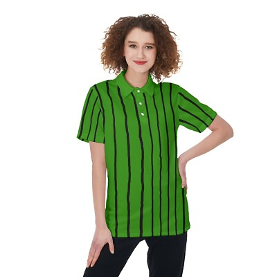 #ad Peppermint Polo Shirt Costume Patty Green Black Stripes $39.00