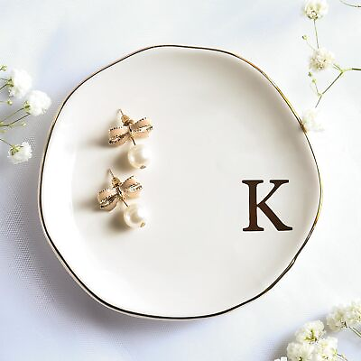 #ad Ceramic Jewelry Tray Ring Dish Personalized A Monogrammed Engagement K $15.60