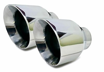 #ad Two Round Exhaust tips 2.5quot; Bolt on Stainless Steel Dual Wall $54.98