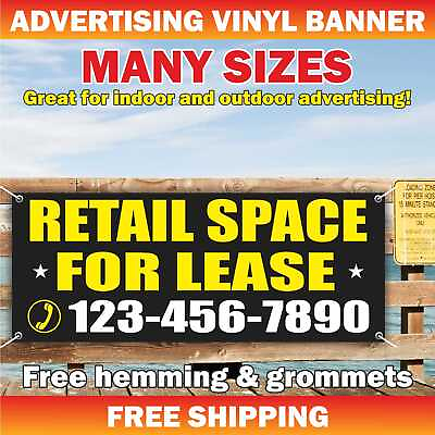 #ad RETAIL SPACE FOR LEASE Advertising Banner Vinyl Mesh Sign Rent Custom phone $189.95