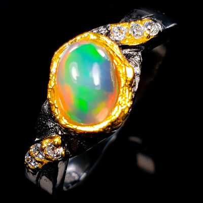 #ad Unheated Handcraft Natural Opal Silver Ring 925 Sterling RVS356 $13.99