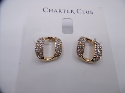 #ad Charter Club Gold Pave Crystal Circle Twist NEW Earrings SPARKLY Gorgeous $14.99