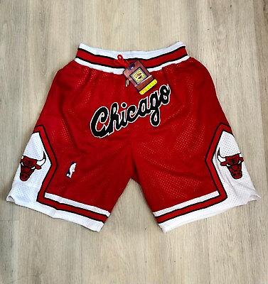 #ad Hardwood Classics NBA Chicago Bulls Men#x27;s Red Basketball Shorts Size Medium New $39.95