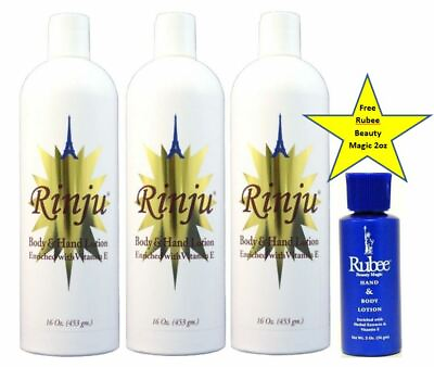 #ad Rinju Body and Hand Lotion 16 Ounce 3 Packs with Free Rubee 2oz lotion $26.99