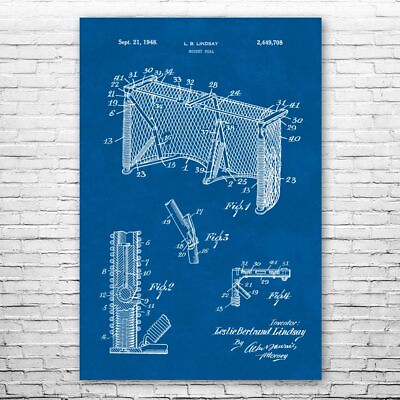 #ad Hockey Goal Patent Poster Print 12 SIZES Hockey Art Man Cave Decor Gifts For Men $24.95