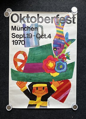 #ad Vintage 1970s German Oktoberfest Pennsylvania Original Advertisement 24x34 $145.00