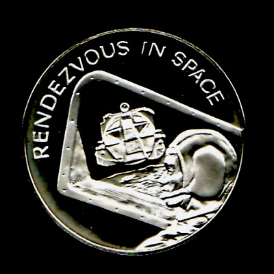 #ad APOLLO 13 SPACE FLOWN TO MOON MATERIAL LARGE SILVER COIN RENDEZVOUS IN SPACE $49.00
