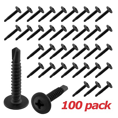 #ad Black Phosphate Phillips Wafer Head Self Tapping Drilling Screws 1quot; inch 100 pk $8.00