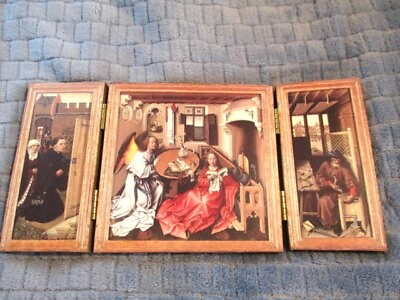 #ad Large Hand Made Tole Wood Italian Florentine Madonna Annunciation Triptych Icon $52.20